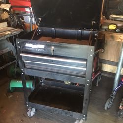 Rolling Toolbox Mechanics Cart  USA Channel Lock 42” High 30” Wide Keys Drawers Have Ratchet Sets & Open End Wrench Sets Will Separate 