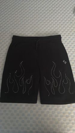 Size L Southpole rhinestone flame sweat shorts