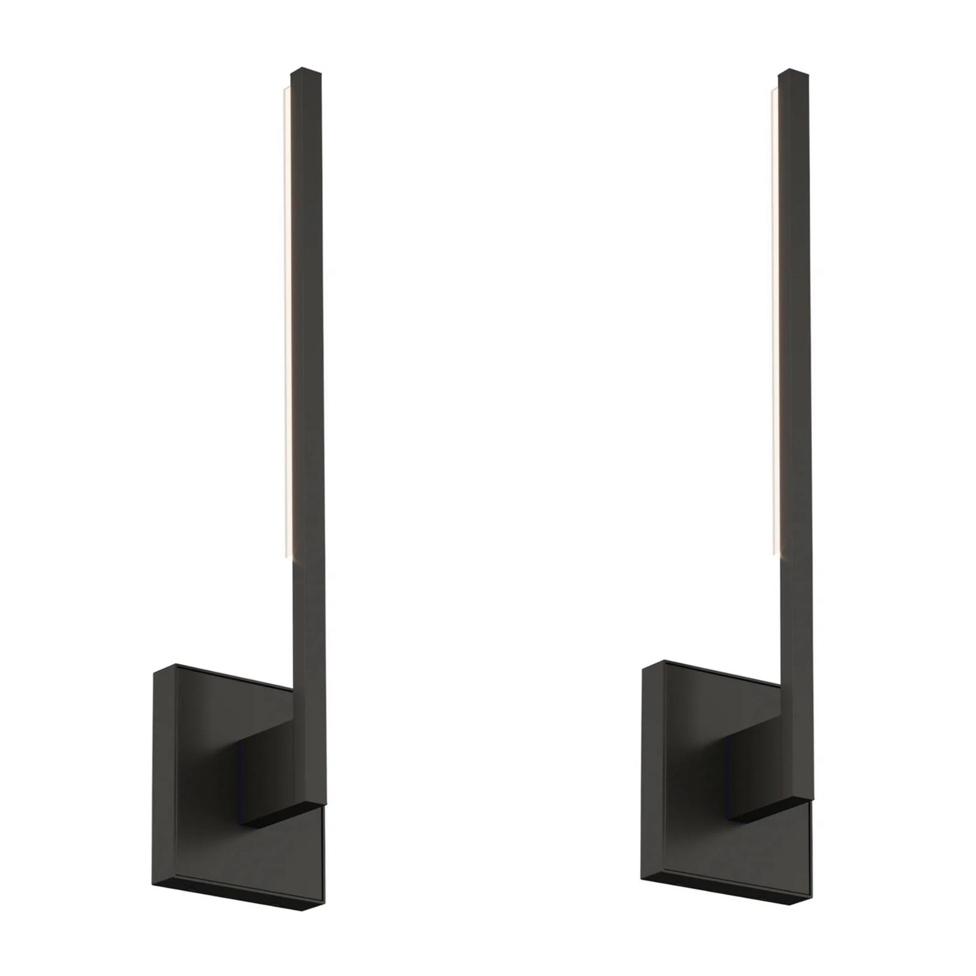 Set of 2 16.5” black LED Battery Operated Wall Sconces Rechargeable