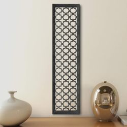Handmade Carved Wooden Geometric Ornamental Wall Art Black