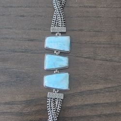 Larimar Sterling Silver Designer Larimar Bracelet By Marahlago
