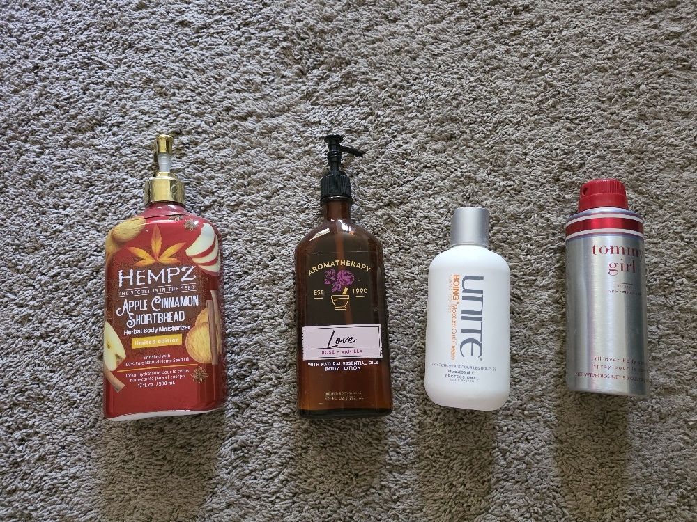 Partially used lotions, Body Spray, And Hair Care