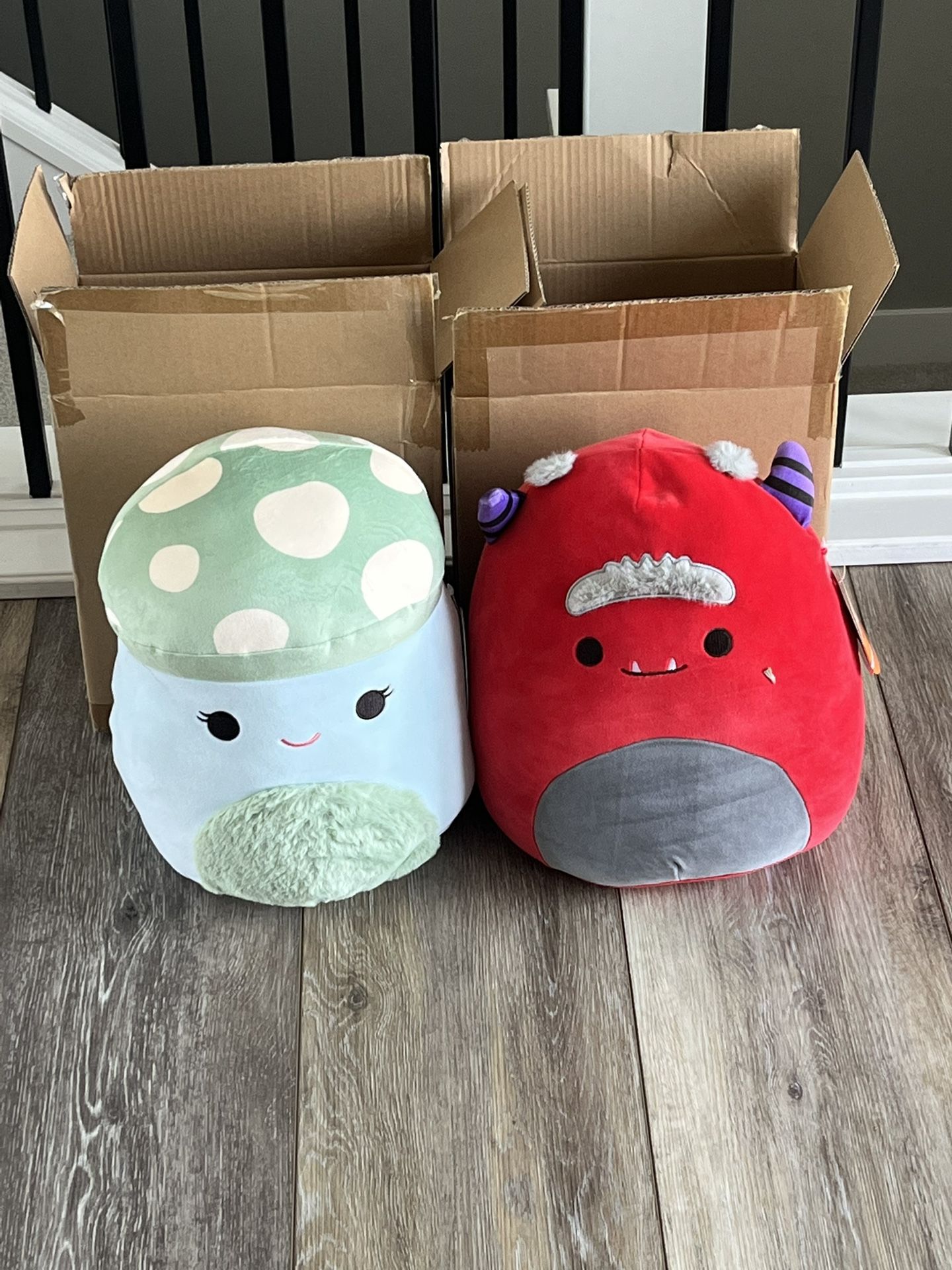 Squishmallows Original 12-Inch Plushes-Bo Lynn Mushroom & Jeb Burgundy Monster, NEW, $15 each