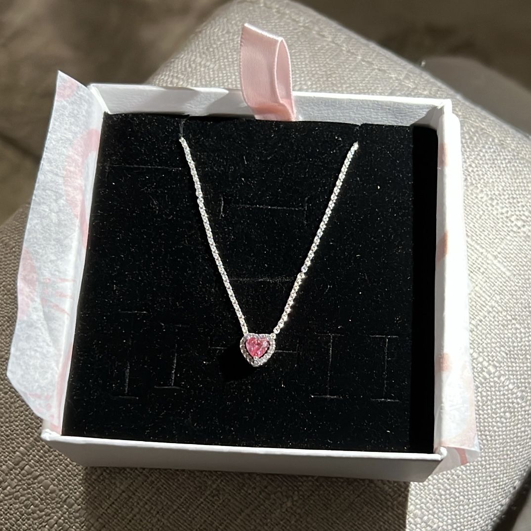 Pink Pandora Elevated Heart Necklace Sterling silver