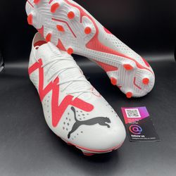New Puma Future Match FG AG White Black Fire Orchid Red Mens Size 11.5 And 12 Soccer Cleats