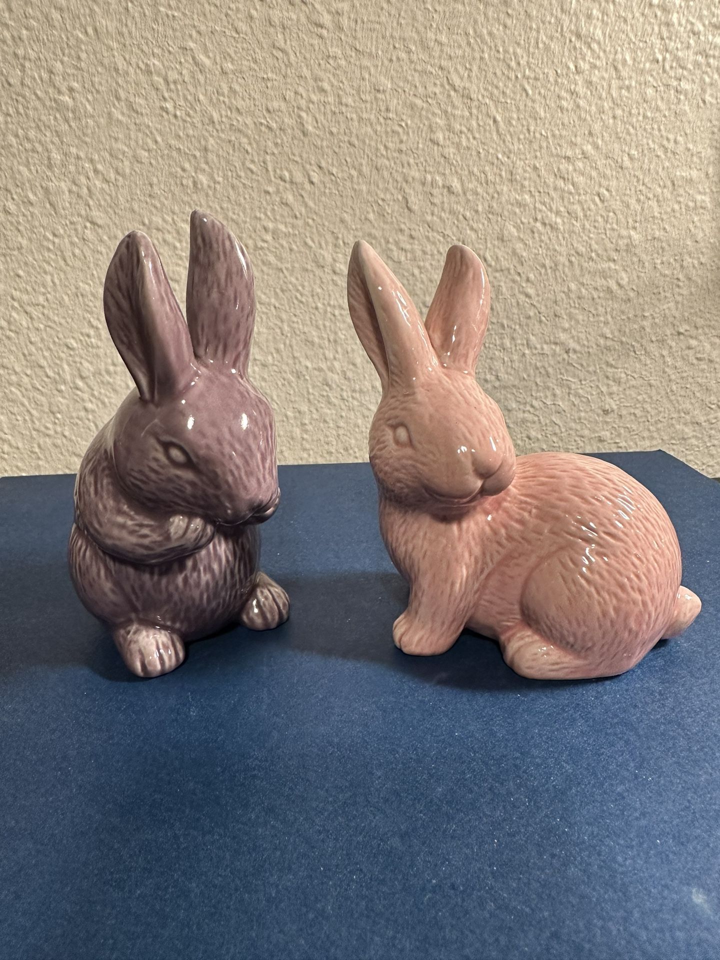 Pink And Purple Ceramic Bunnies