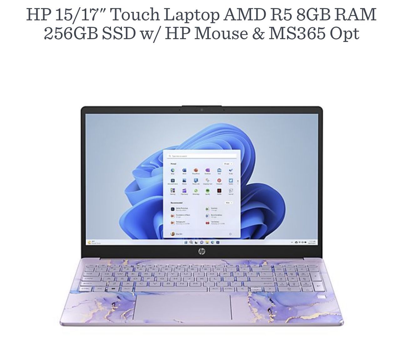 HP 15/17” Touch laptop AMD R5 8gb RAM 256gb SSD 