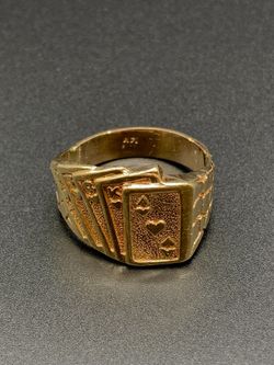 Mens gold Royal Flush ring #33716