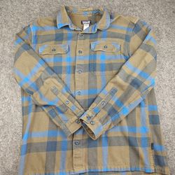 Patagonia Fjord Mid weight Flannel Shirt Men's Large Brown Plaid