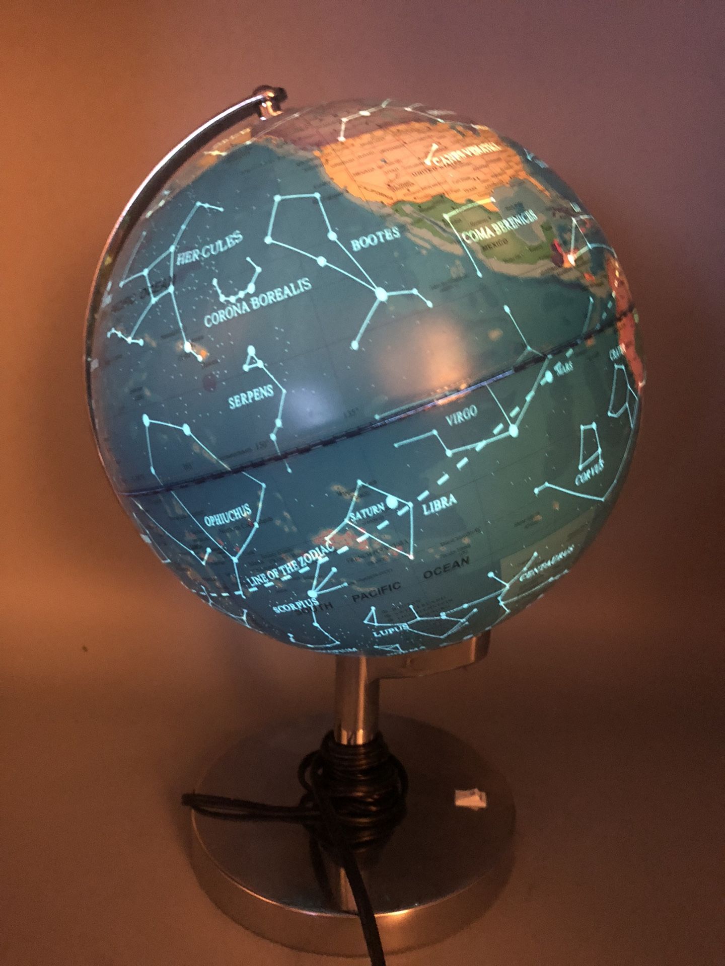 Vintage 8” Light Up Astrology Globe 