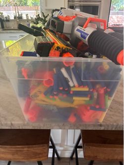 Big bin of Nerf stuff