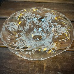1940’s-50’s Small Heisey Elegant Glass Orchid Etched Footed Bowl