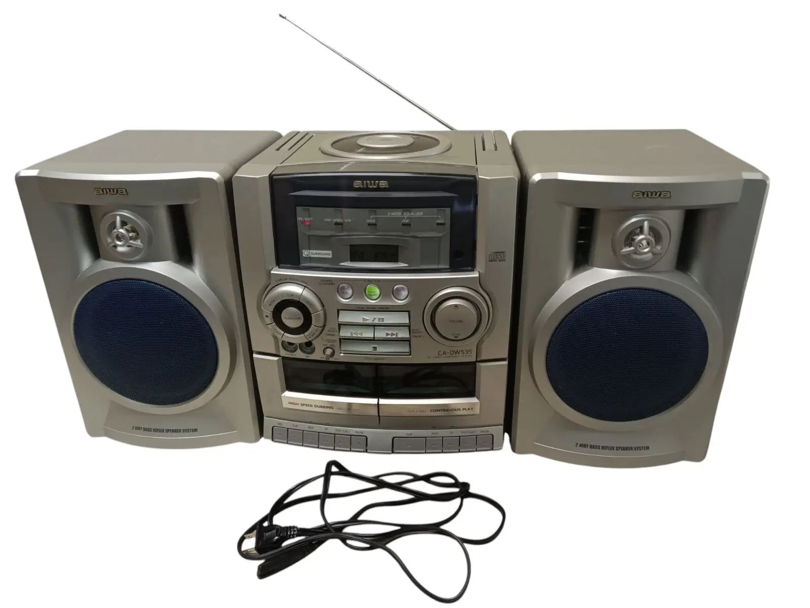 AIWA Boombox CA-DW535U Double Cassette CD Player WORKS