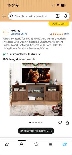 Like New Walnut TV Stand for TVs Up to 80”