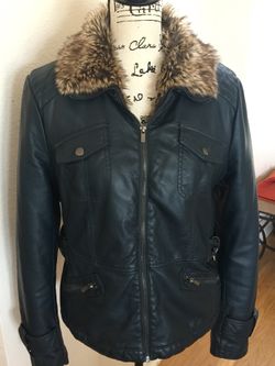Leather black river jacket