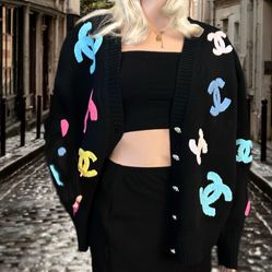 Chanel black knit cardigan