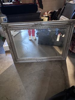 Large Silver Ornate Framed Wall Mirror