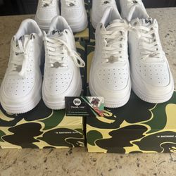 All White Bapestas Sneakers