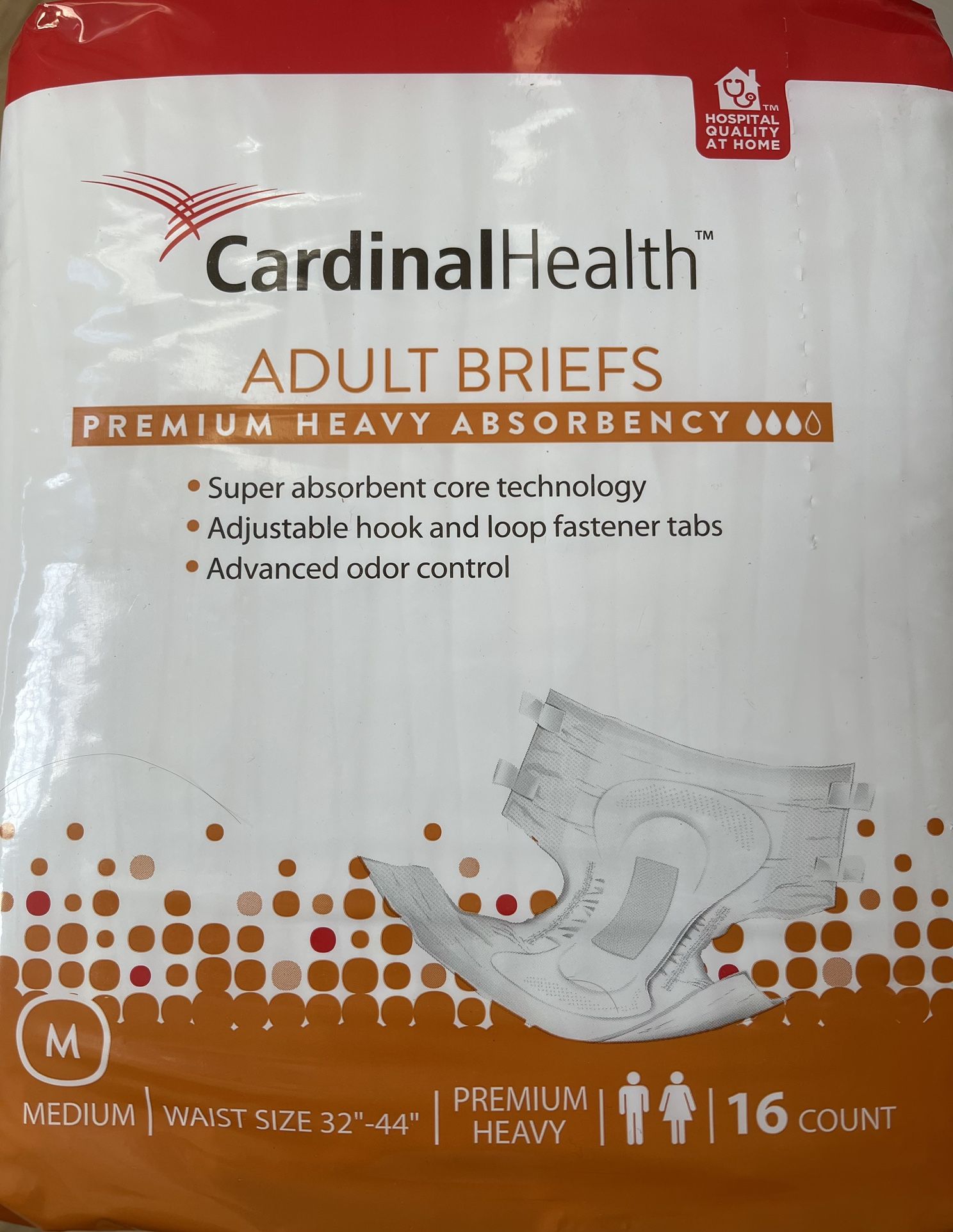 192 Cardinal Health Heavy Absorbency Adult Briefs, Medium