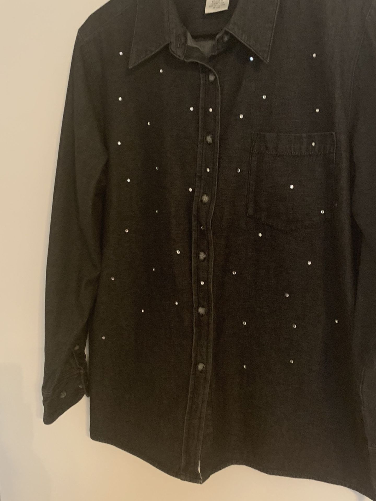 The Quacker Factory Size M Black Denim Blouse/Jacket