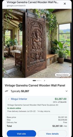 Custom real wood hand carved door