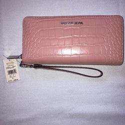 Pink Crocodile Skin, Michael Kors, Wallet