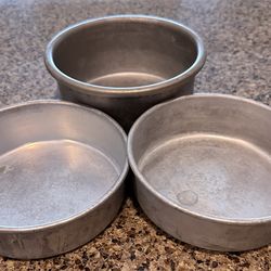 One 6x3 and Two 6x2 Cake Pans. Sold as set of 3