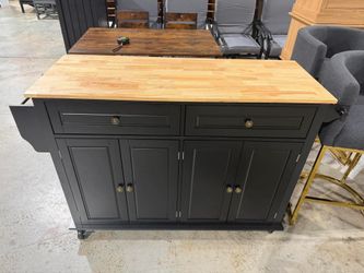 51.2'' Rolling Kitchen Island Cart with Drop Leaf Countertop, Kitchen Carts on Wheels