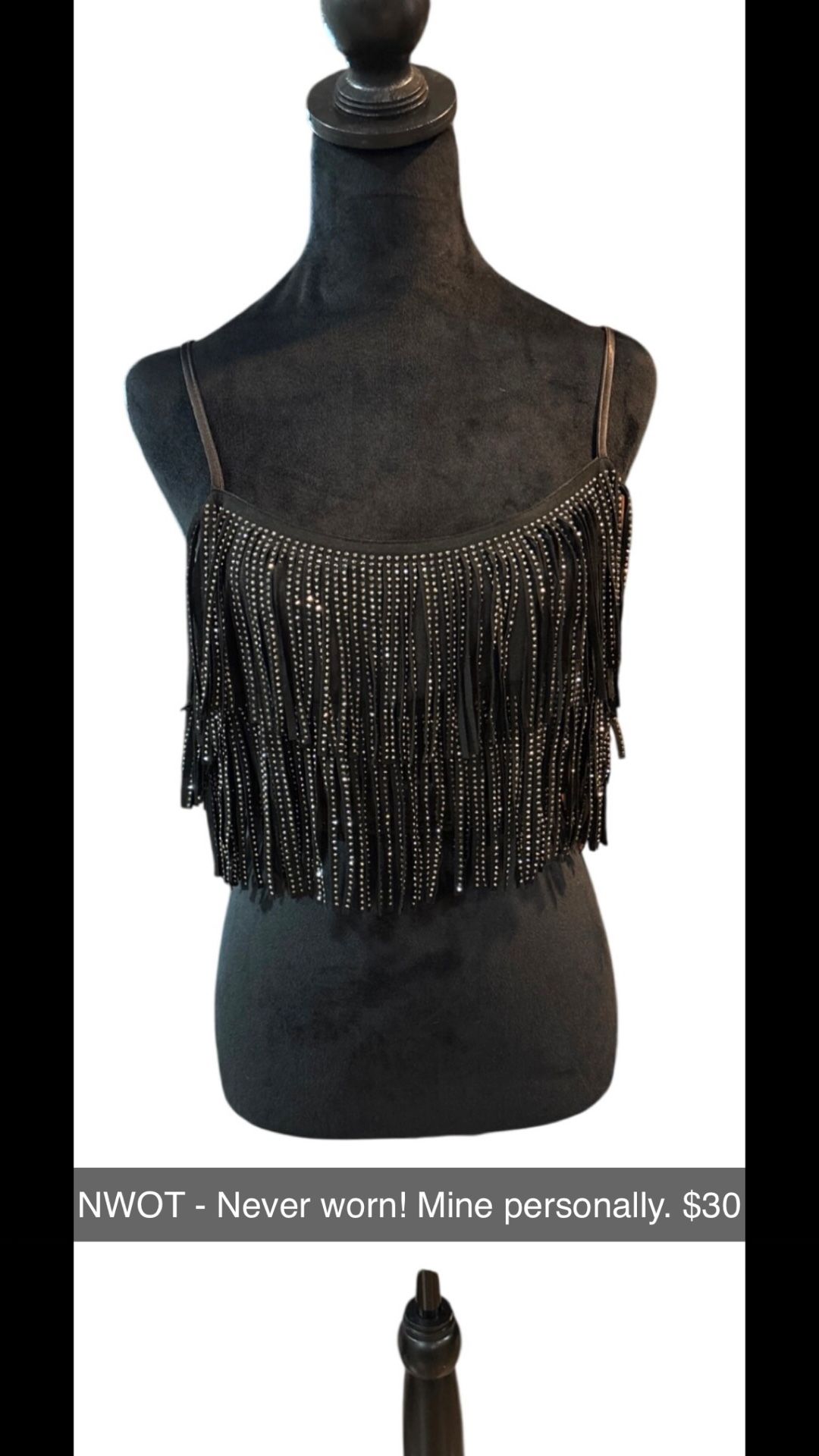 Black Fringe Bedazzled Bralette Top
