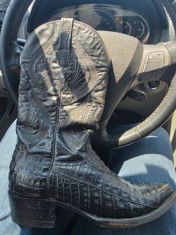 El General Women's Western Boots Leather Caiman Alligator Pointed Toe SZ 8. 5