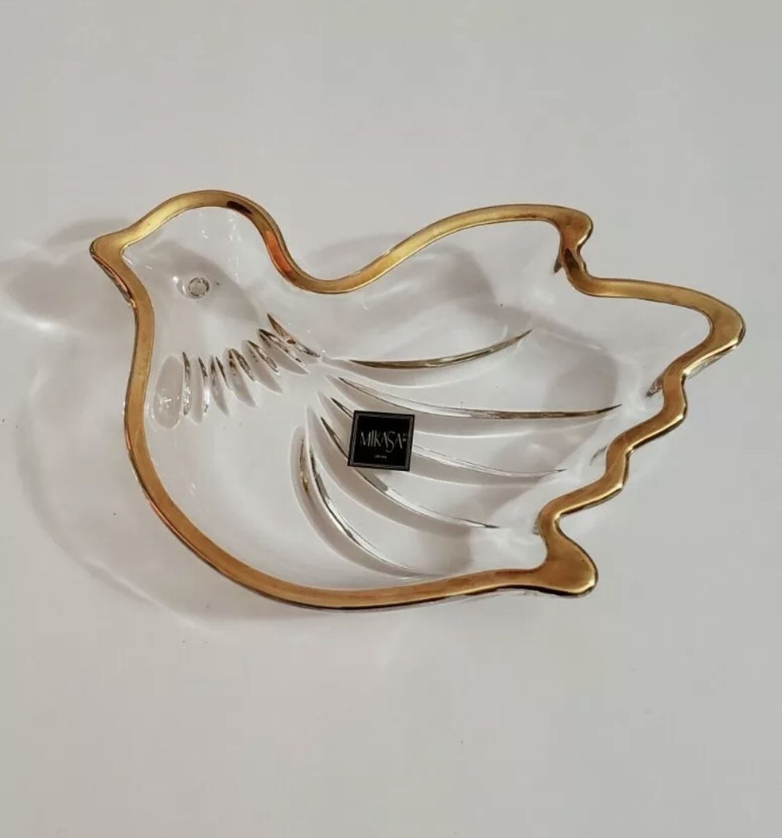 Mikasa Crystal Peace Dove Candy Dish Gold Trim