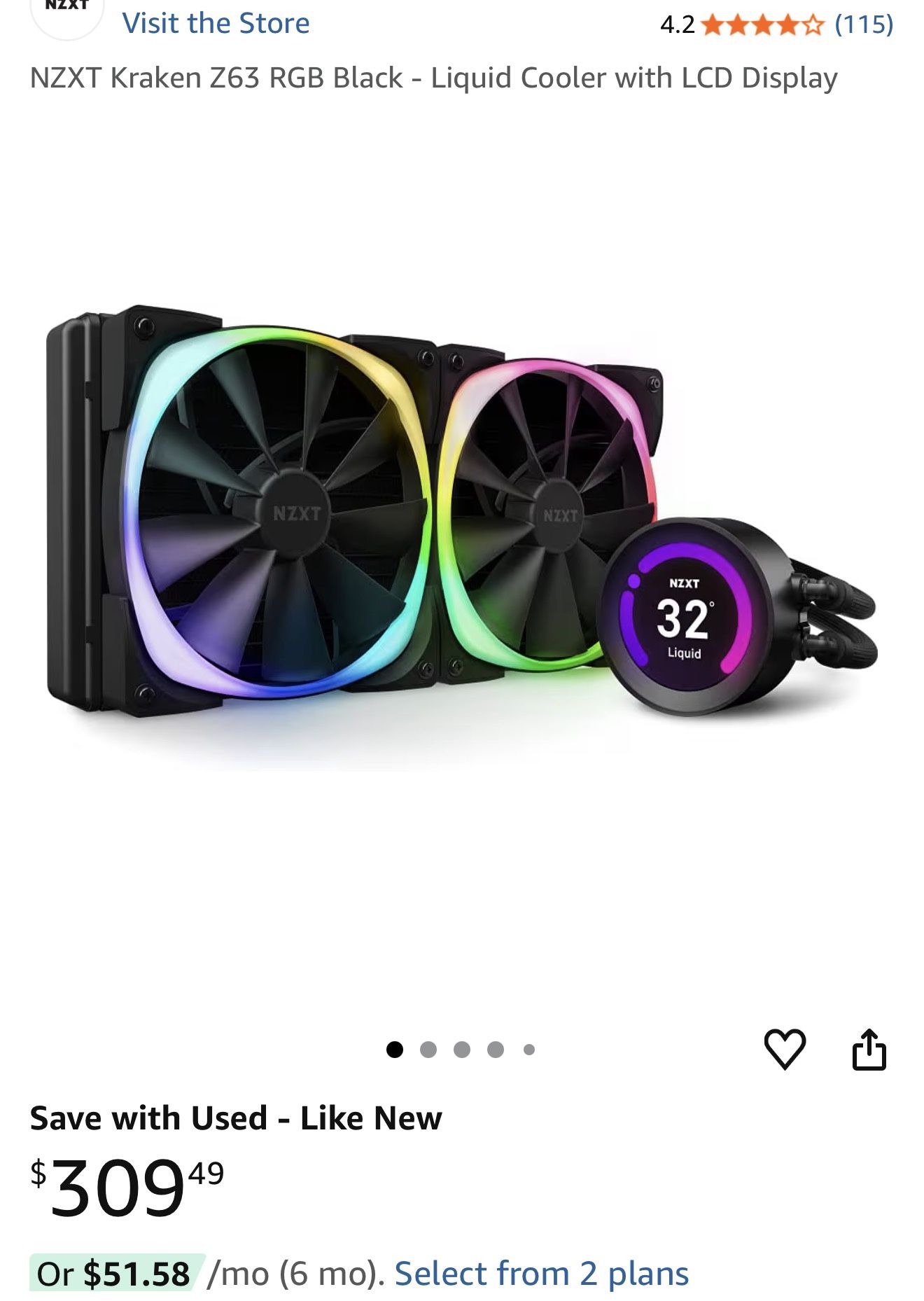 kraken z63 rgb 280 mm liquid cooler
