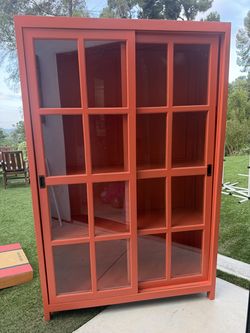Glass door display cabinet/China hutch/bookcase