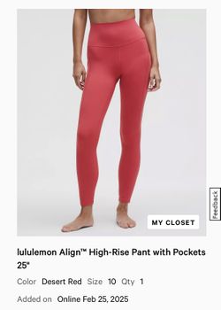 Like-New lululemon Align High Rise 25” Pant w/ Pockets, sz 10