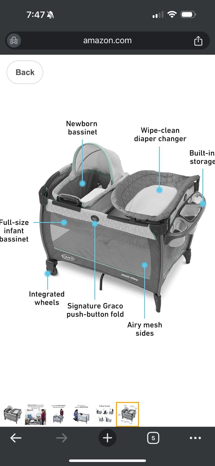 Graco Pack 'n Play Close2Baby Bassinet Playard