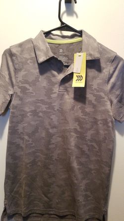Boy’s All In Motion Gray Camouflage Polo Golf Shirt Size L