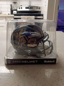 Signed Joe Flacco mini helmet