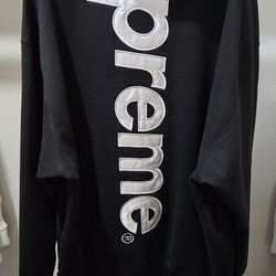 Supreme Satin Appliqué  Satin Logo Hoodie Sweatshirt Black