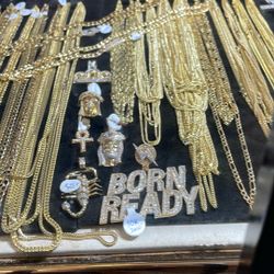10k Gold chains charms