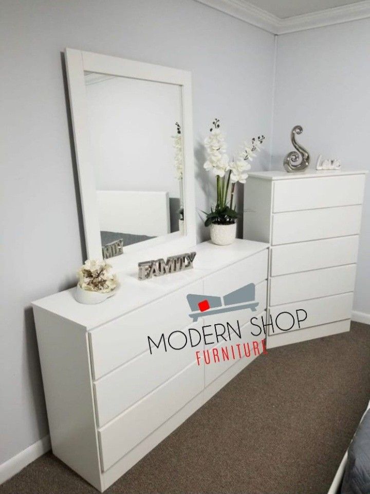 DRESSER WITH MIRROR AND CHEST