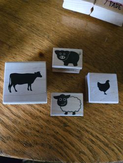 Farm Animal Rubber Stamp Set of 4