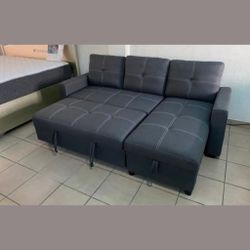 charcoal reversible convertible sectional sofa with pullout bed 