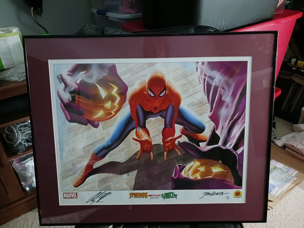 Spiderman Battles The Green Goblin Signed Lithograph