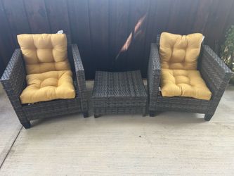 Homlux 3 piece rattan bistro patio chairs set