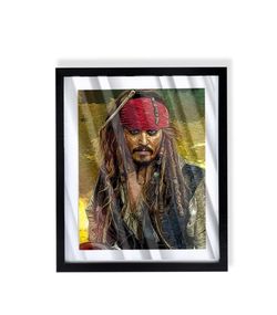 Pirates of the Caribbean Captain Jack Sparrow custom art with black frame