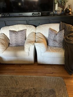 *REDUCED PRICE*Textured Linen Style Arm Chairs