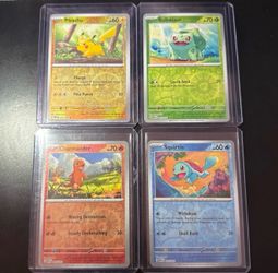 Set of 4 Reverse Cosmos Holo Costco Exclusive released Pikachu with swirls Nm
