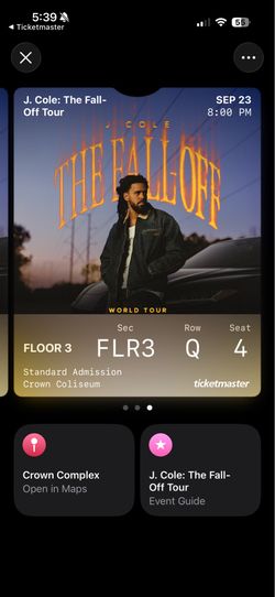 J. Cole floor ticket