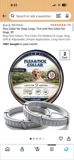 MKYHHA Flea & Tick Collar for Large Dogs 2-Pack