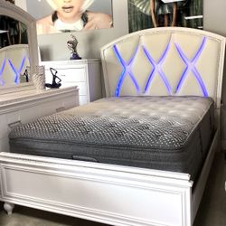 White Modern 4 Piece Queen Bedroom Set 🔥buy Now Pay Later 